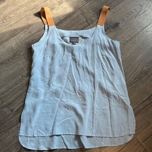 Leo & Sage Women's Light Blue Tank Top with Tan Straps
